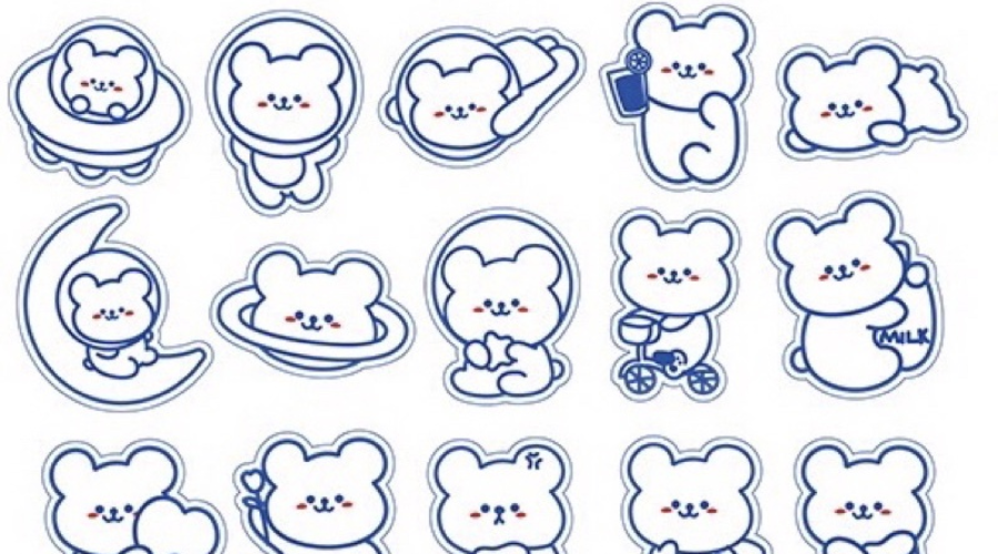 sticker hình gấu trang trí sổ tay xinh