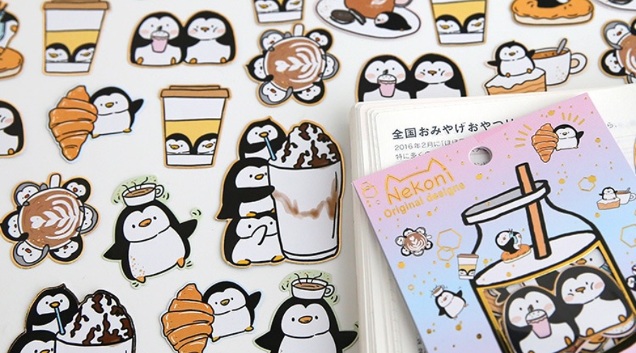 Mẫu sticker trang trí sổ tay hình chim cánh cụt