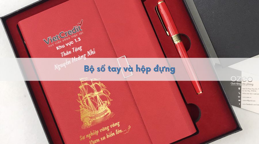 Bộ sổ tay quà tặng in logo và hộp đựng